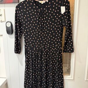 Elegant Black Dress with Pink Dots